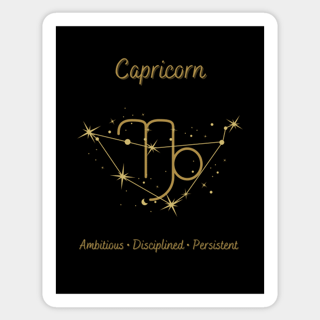 Astrology Collection - Capricorn (Symbol & Constellation) Sticker by Tanglewood Creations